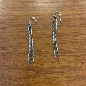 Multi-strand Silver and Black Dangle Earrings